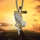 Praying Hands and Cross Pendant – Faith-Inspired Christian Necklace