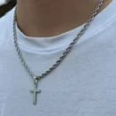 Silver Guardian Cross Charm – Christian Necklace