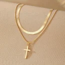Elegant Double Chain Cross Pendant Necklace – Christian Necklace
