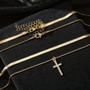 Elegant Double Chain Cross Pendant Necklace – Christian Necklace