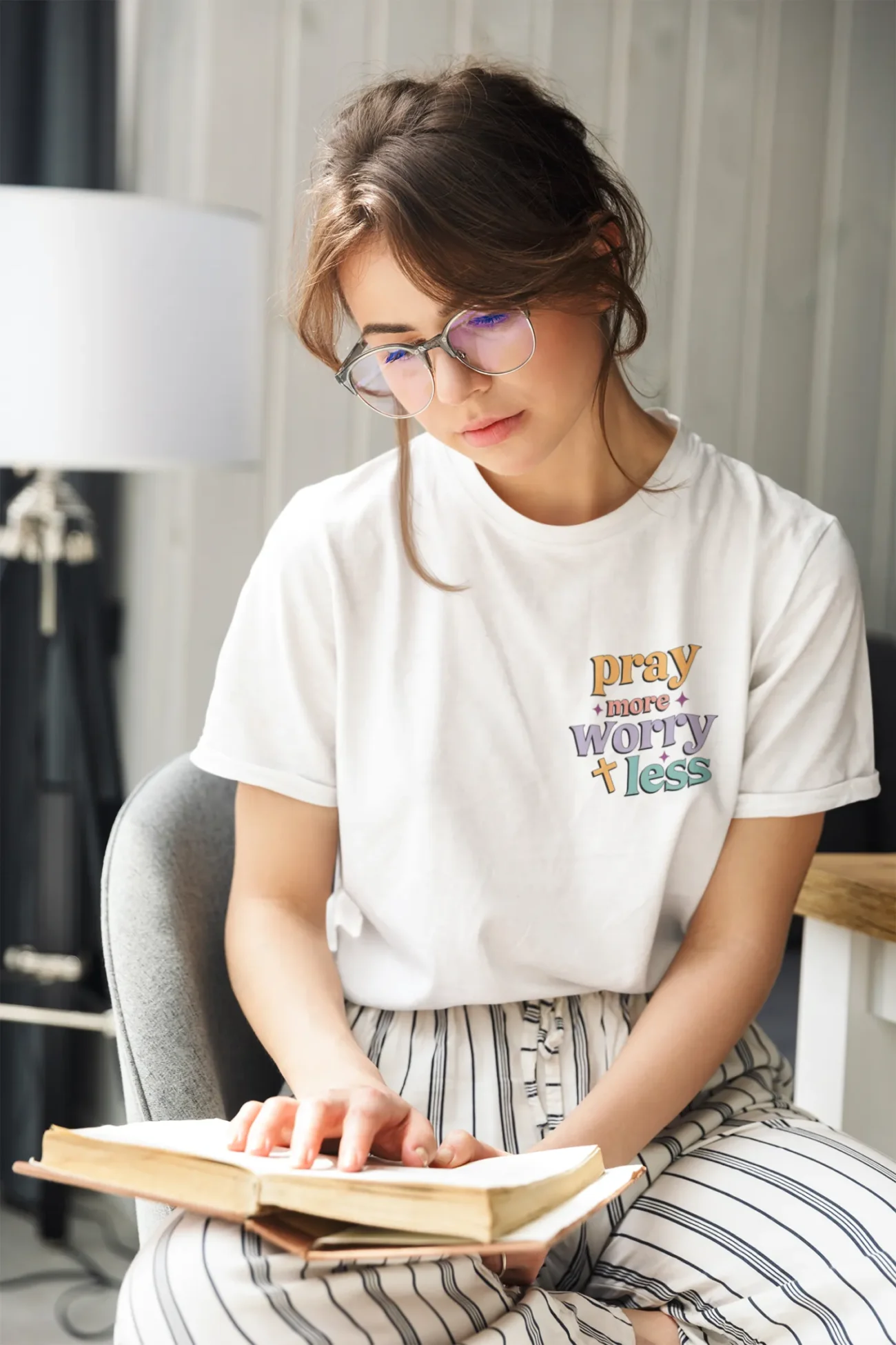 Pray More Worry Less – Christian T Shirt - Image 2