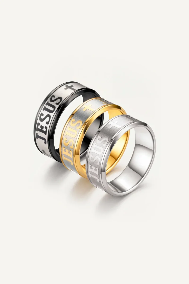 Jesus Cross Band Ring - Christian Faith Ring