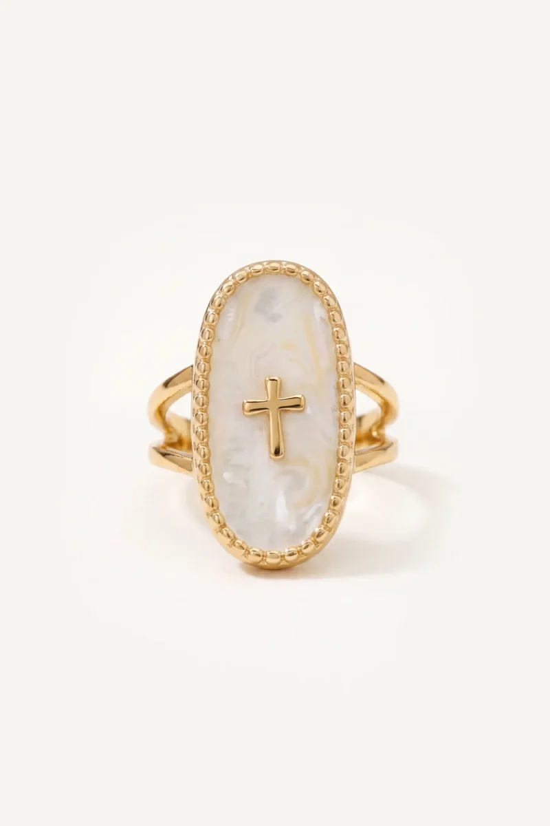 Pearl Cross Ring – Christian Faith Ring
