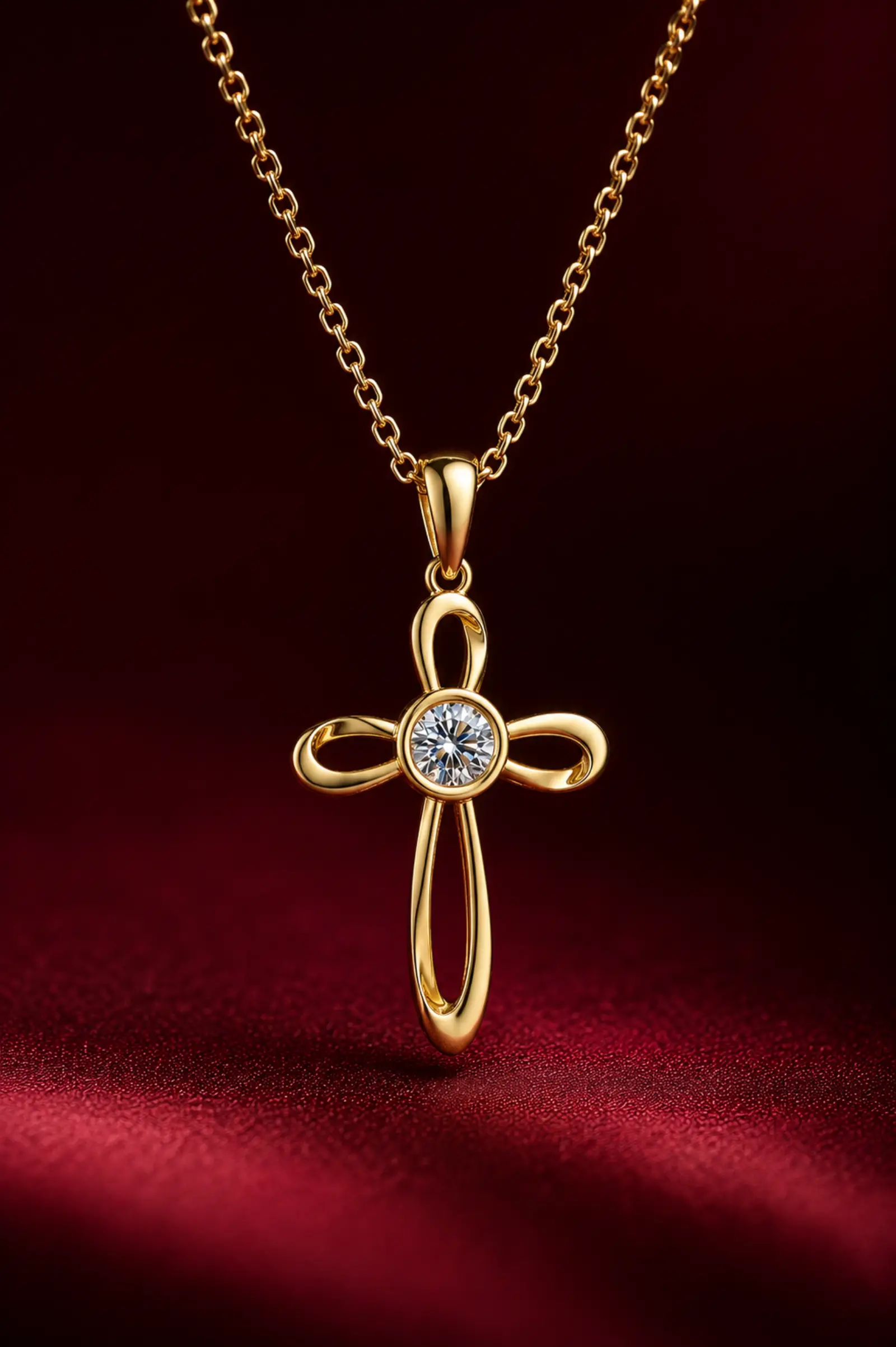 Woman wearing a cross necklace