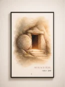 He Is Not Here Wall Frame featuring Matthew 28:6 Empty Tomb Christian Wall Art