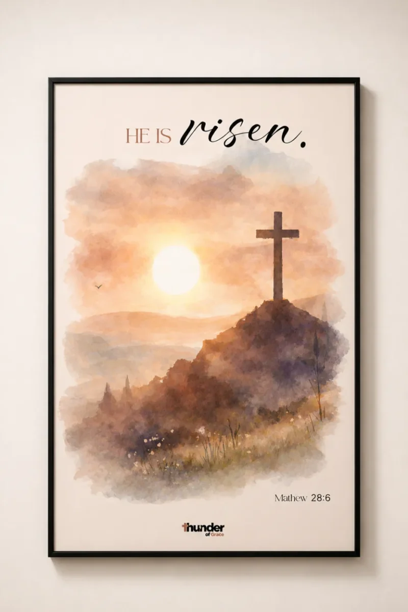 He Is Risen Wall Frame featuring Matthew 28:6 Resurrection Christian Wall Art