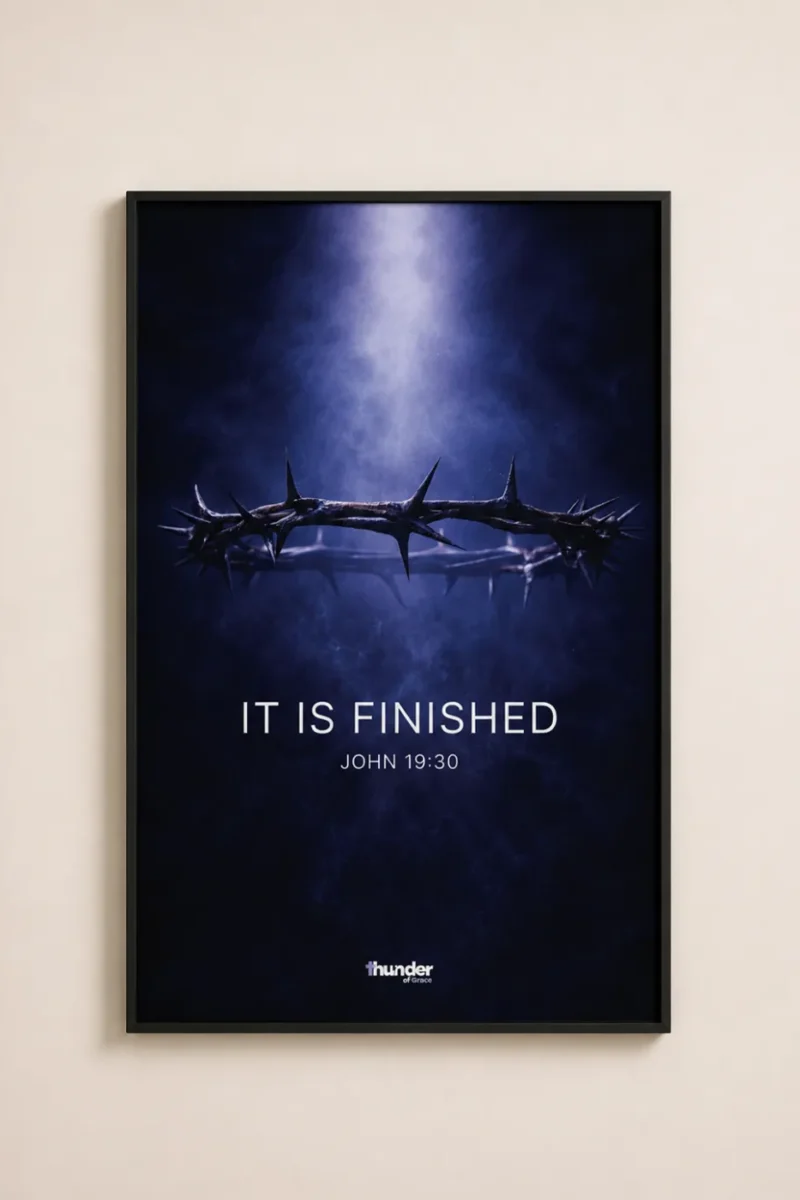 By His Wounds We Are Healed Wall Frame featuring Crown of Thorns Christian Artwork
