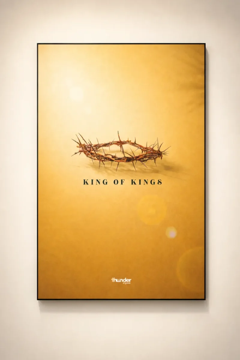 King of Kings Wall Frame featuring Crown of Thorns Christian Artwork