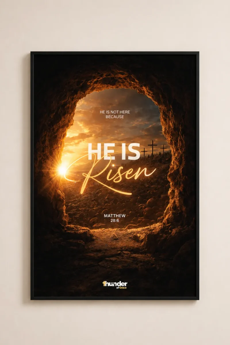 He Is Risen Wall Frame featuring Matthew 28:6 and the Empty Tomb of Jesus Christ
