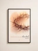 By His Wounds We Are Healed Wall Frame featuring Crown of Thorns Christian Artwork